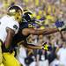 Michigan wide receiver Jeremy Gallon reaches for the ball as pass interference is called on Notre Dame during the second quarter at Michigan Stadium on Saturday, September 7, 2013. Melanie Maxwell | AnnArbor.com